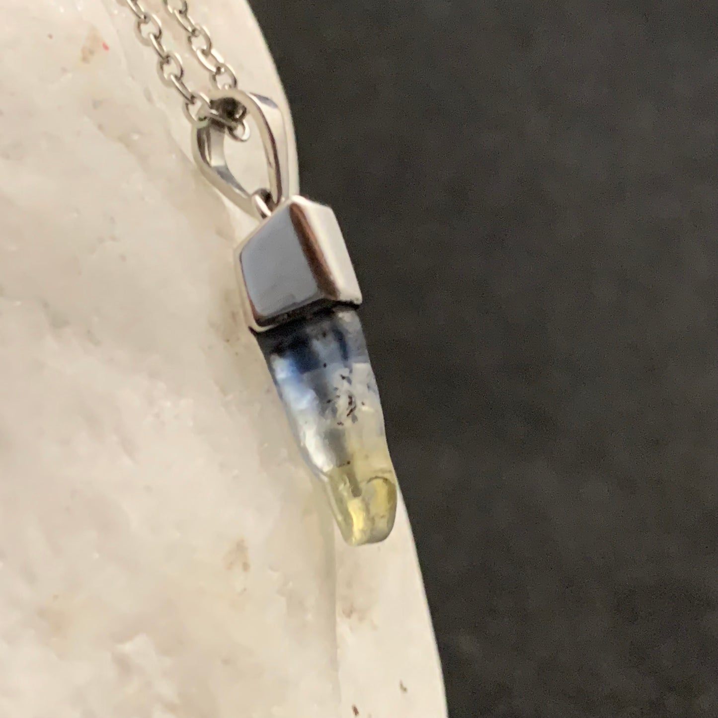 Natural Bi-Colour Sapphire Crystal Pendant – Uncut | Radium-Plated 925 Silver | Healing Crystal Jewelry