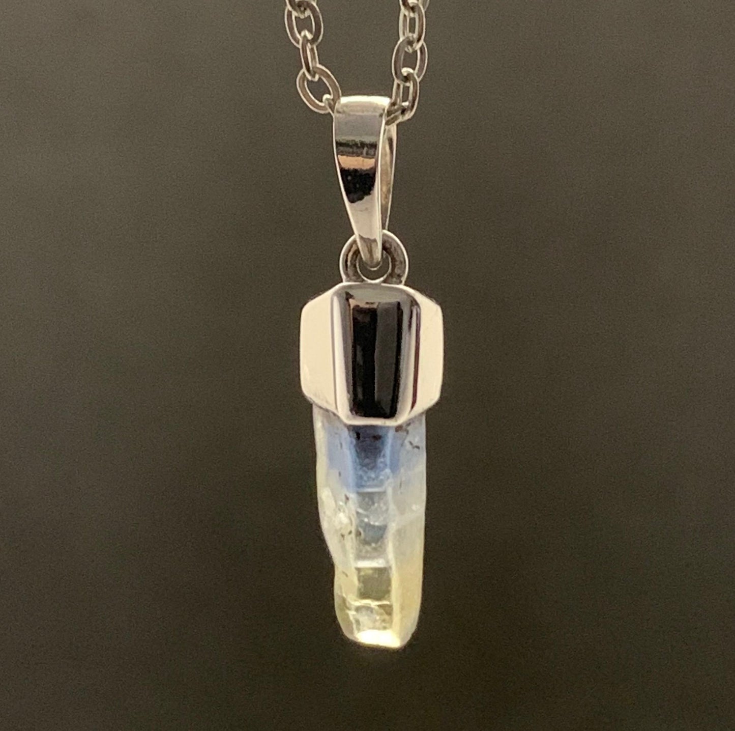 Natural Bi-Colour Sapphire Crystal Pendant – Uncut | Radium-Plated 925 Silver | Healing Crystal Jewelry