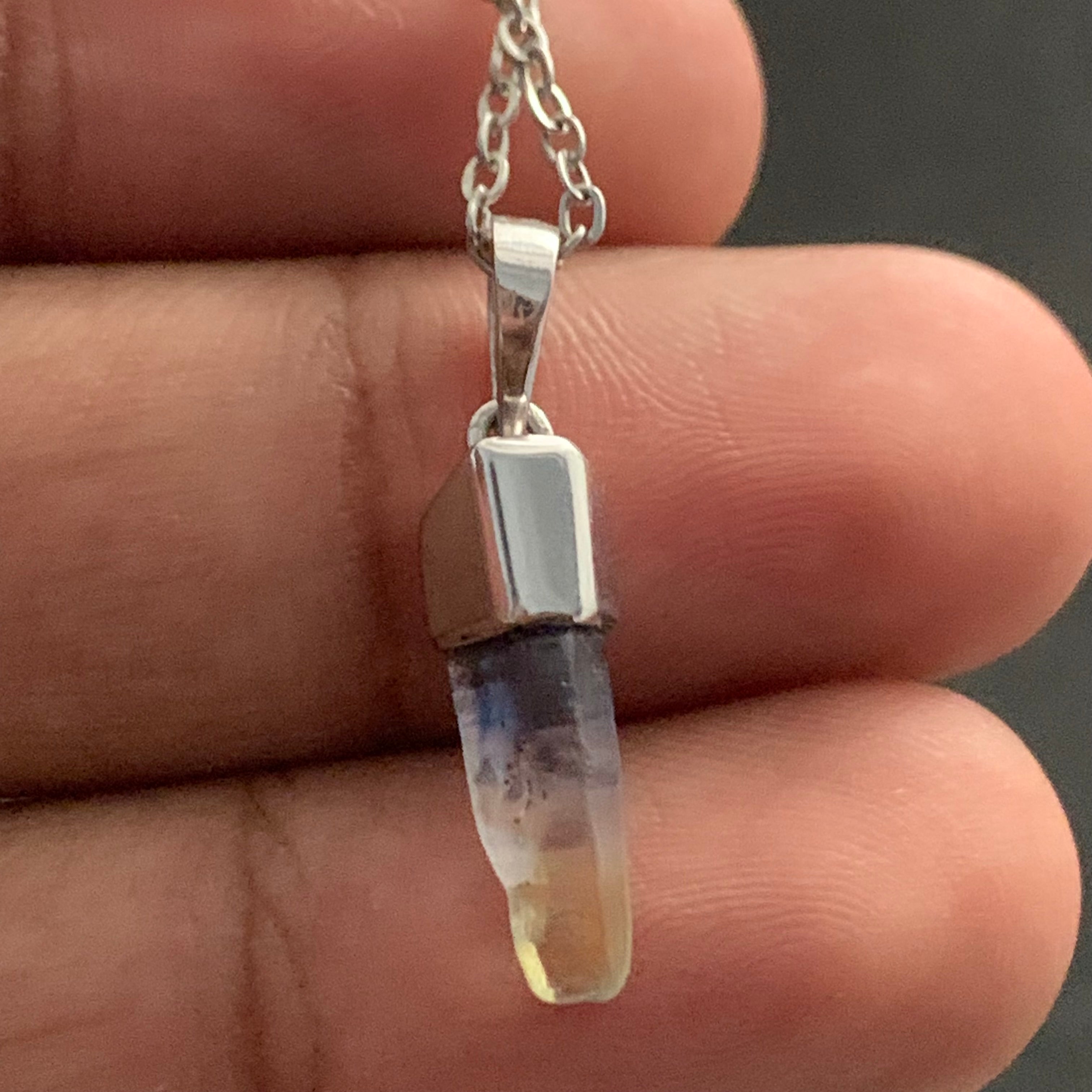 Natural Bi-Colour Sapphire Crystal Silver Pendant – Handmade Sapphire Jewelry - Sri Lanka