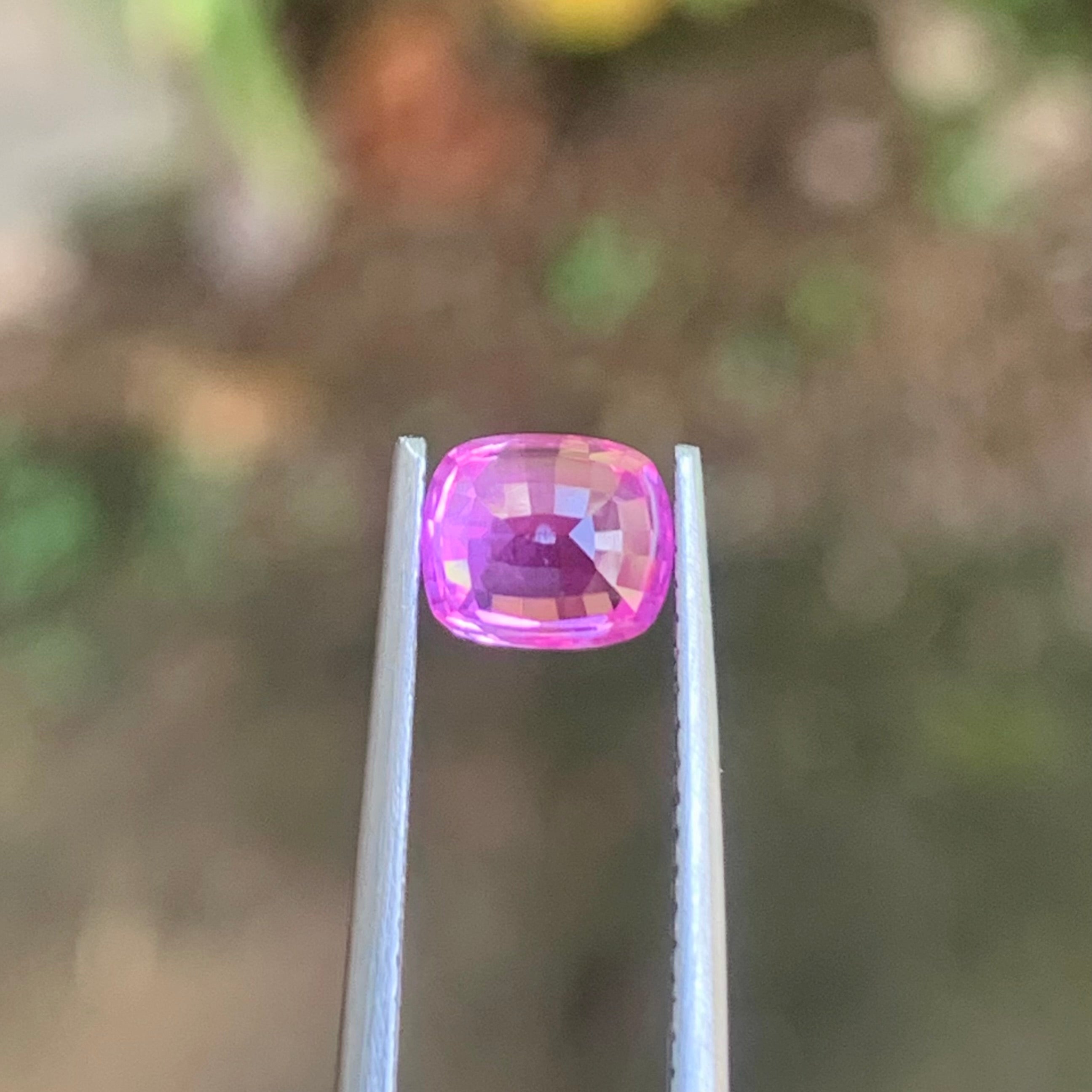Unheated Hot Pink Sapphire 1.35 ct Cushion – Sri Lanka
