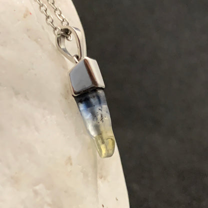 Natural Bi-Colour Sapphire Crystal Pendant – Uncut | Radium-Plated 925 Silver | Healing Crystal Jewelry