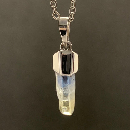 Natural Bi-Colour Sapphire Crystal Pendant – Uncut | Radium-Plated 925 Silver | Healing Crystal Jewelry