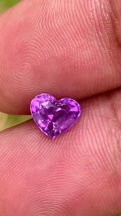 1.47 Ct Unheated Purple Sapphire – Heart Cut – Sri Lanka Origin - Natural Untreated Gem